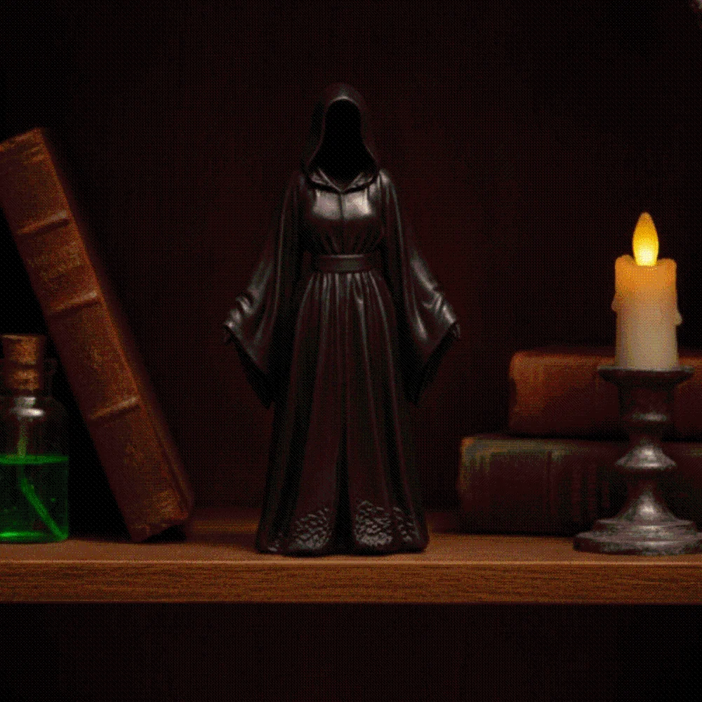 3D Printed Halloween Grim Reaper Miniature Size Matte Finish Gothic Witch Statue Fine Details Lightweight Durable