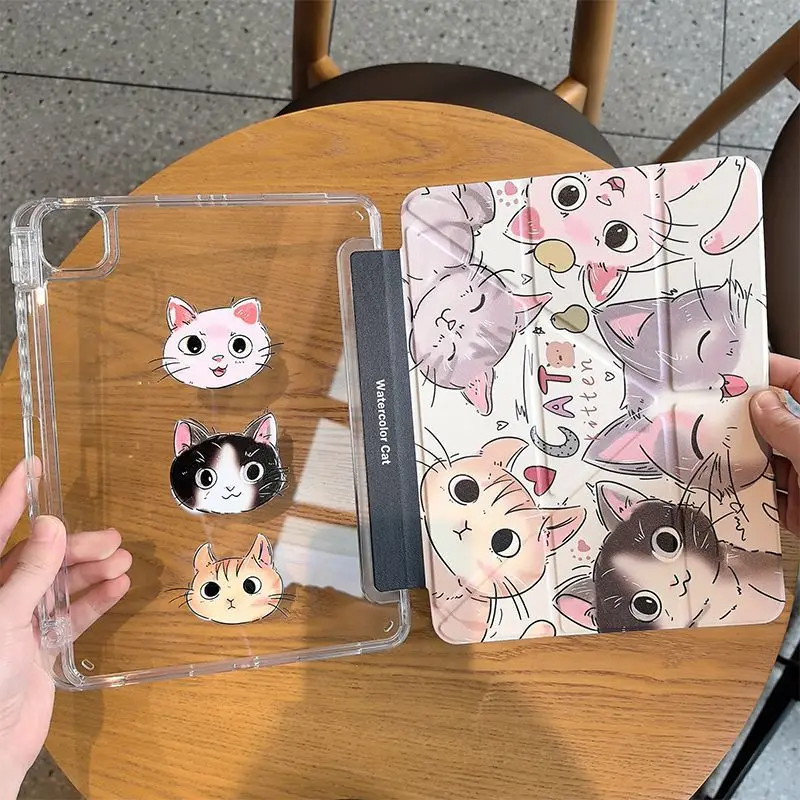 Kawaii Graffiti Colorful Cat For iPad Pro Air 13 11 M5 M4 M3 M2 2 1 11th A16 12.9