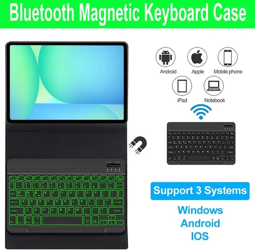 Imagen 2 del producto Funda para Samsung Tab S10 FE 10,9 pulgadas 2025, funda con teclado inalámbrico Bluetooth para Galaxy Tab S10 FE 10,9 SM-X520/X526/X526B