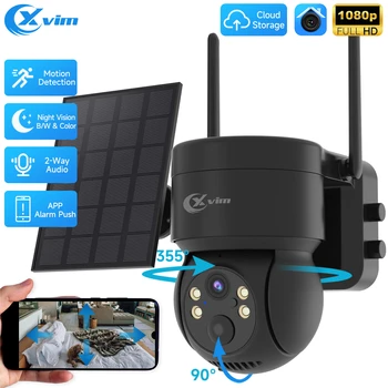 XVIM Security Camera 1080P Outdoor Wireless Night Vision Waterproof Wifi Surveillance Camera Home Security Protection Human Motion Detection Smart Monitoring PTZ Solar Camera