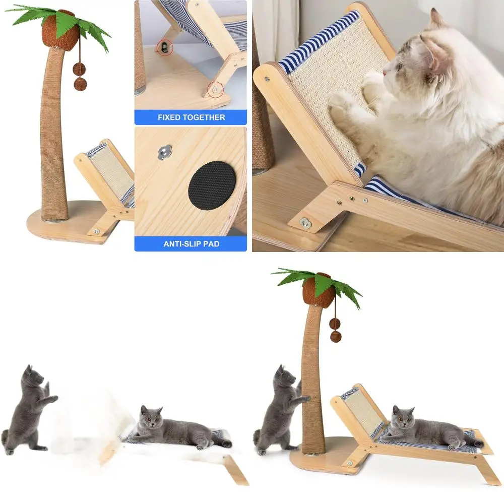 

Dual-Function 29.5 Palm Tree Cat Scratcher with Lounge for Indoor Feline Play and Rest