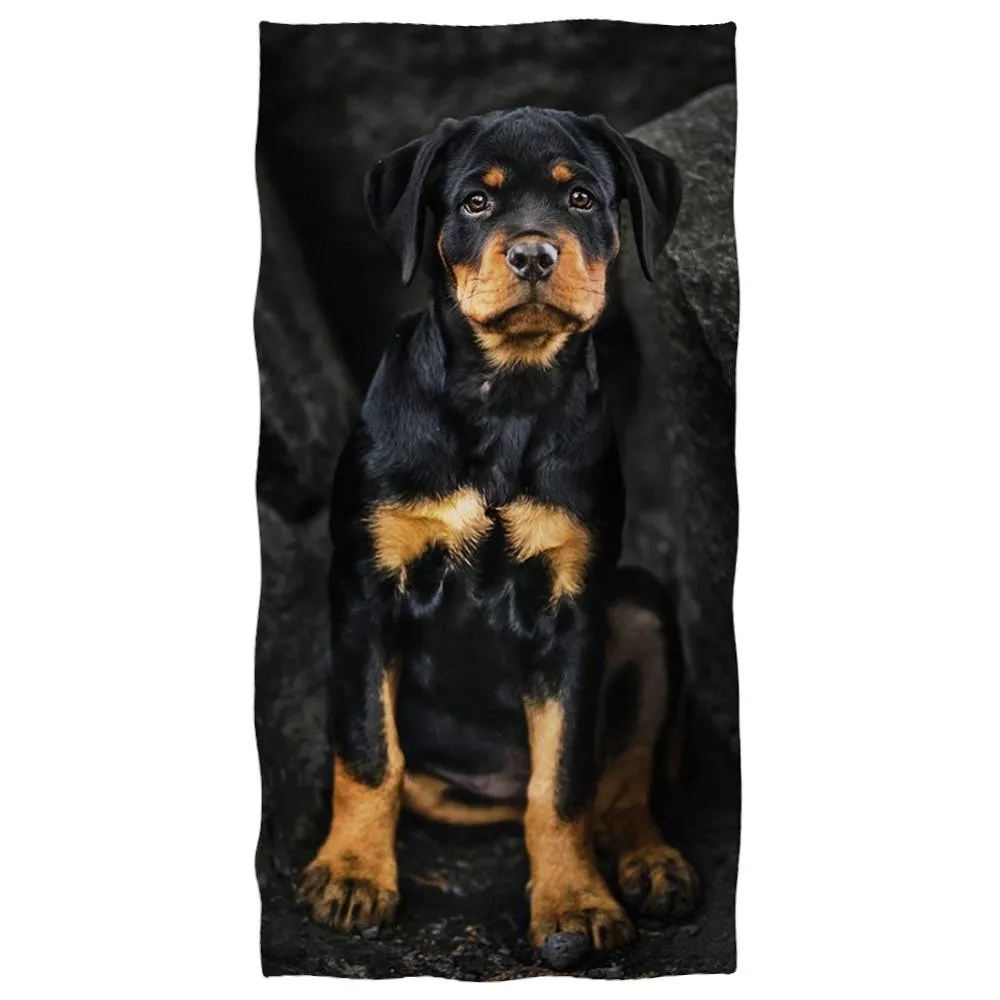 Pet Dog Beach Towel Rottweiler Design Sand Resistant Towel Microfiber Quick Dry Swimming Blanket Animal Yoga Gym Mat Women Men