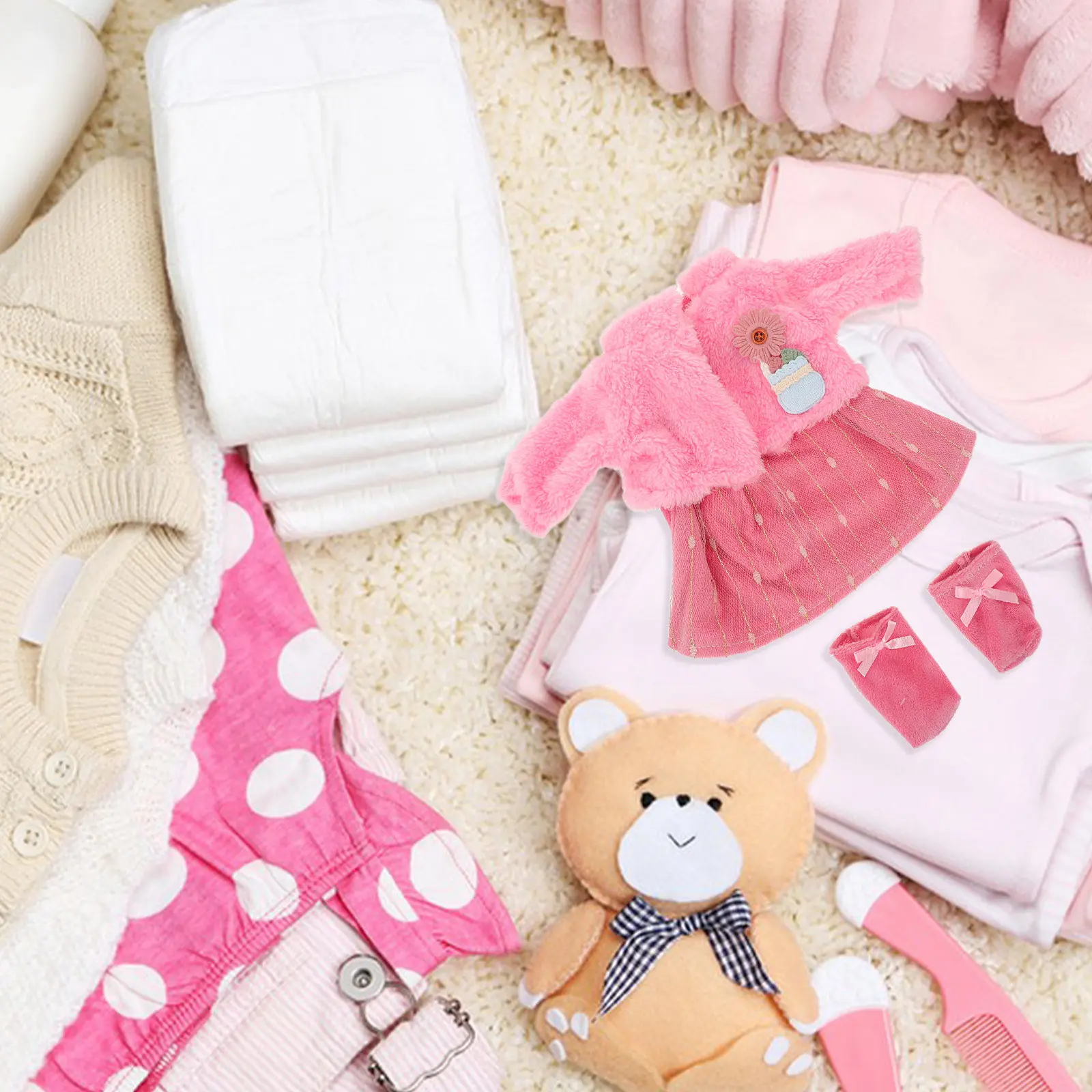 

Комплект из 18-дюймового розового платья и юбки для девочек, американский модный набор, балетное платье, наряд для малышей на день рождения, с блестками