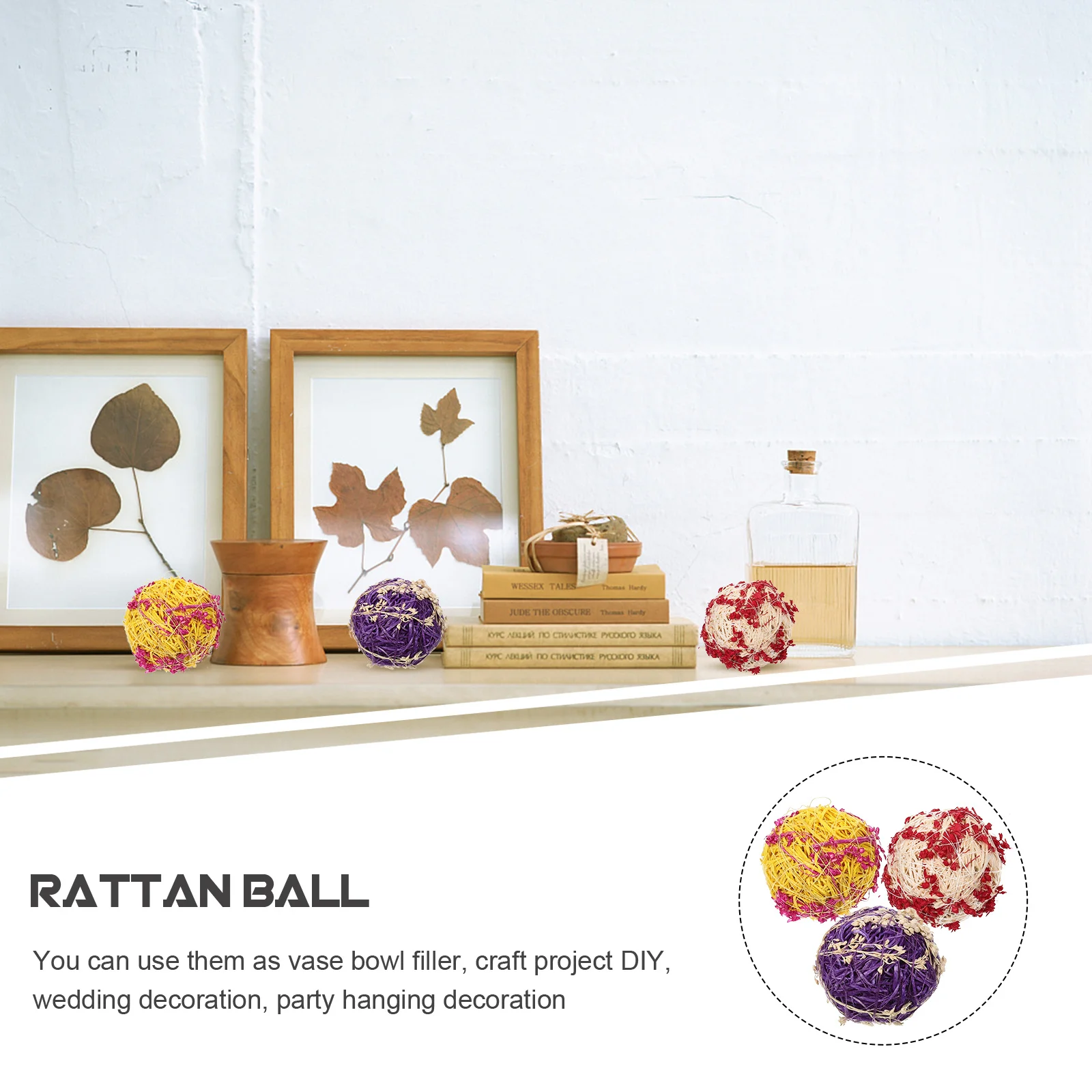 

15Pcs Rattan Balls Decorative Ornaments Delicate DIY Craft Wedding Party Decor Centerpiece Home Office Festive Vase Filler Photo