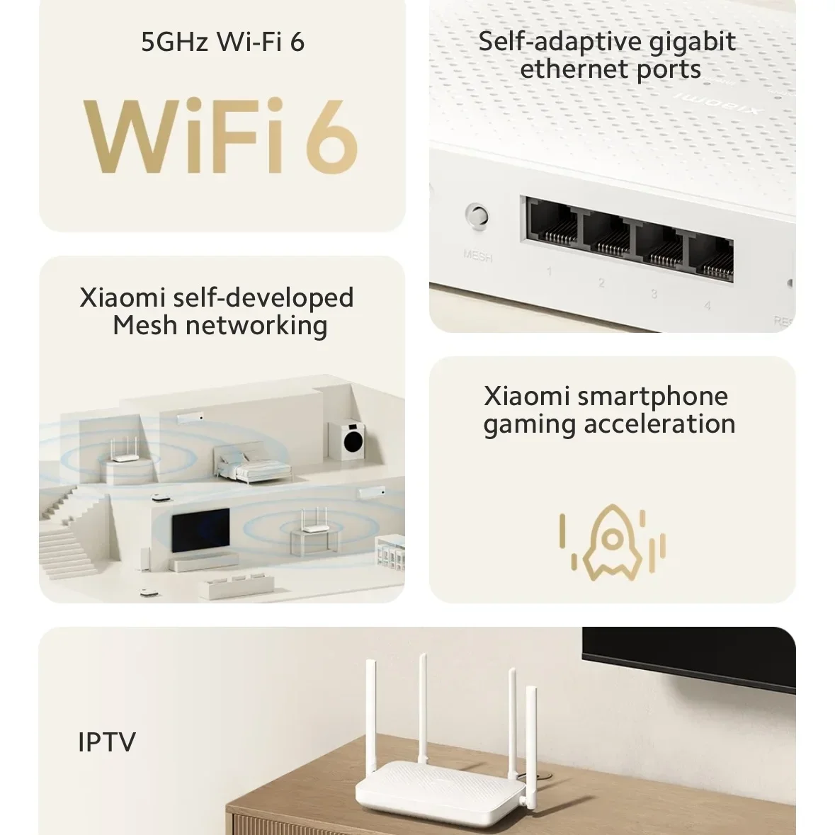 XIAOMI MI Router AX1500 2.4G/5.0GHz WiFi 6 Dual Band Mesh WiFi 6 Repeater Children Online Protection APP Control