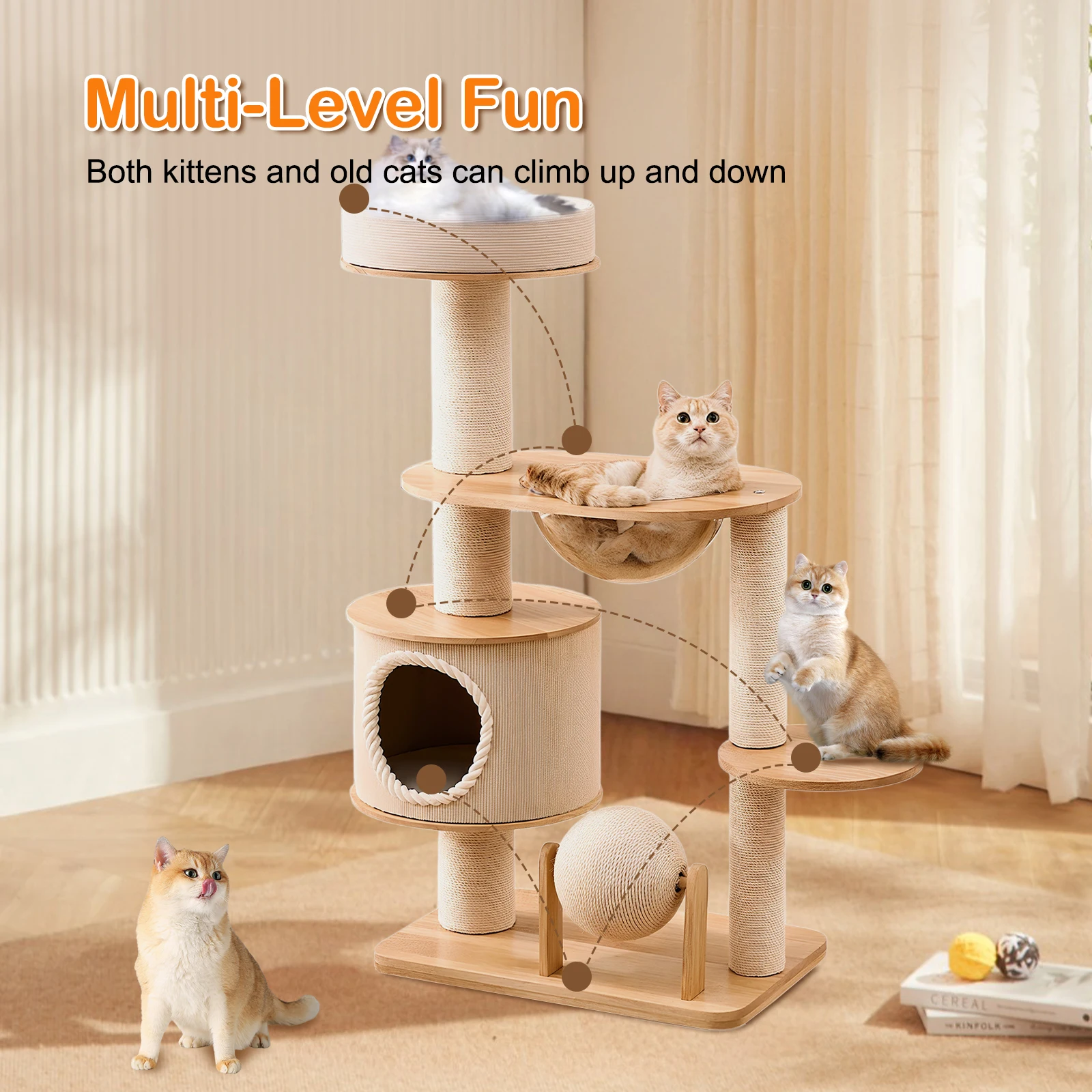 

Cat Climbing Frame Wear Resist Cat Jumping Platform Breathable Integrated Cat Nest for Pet Toy Tool