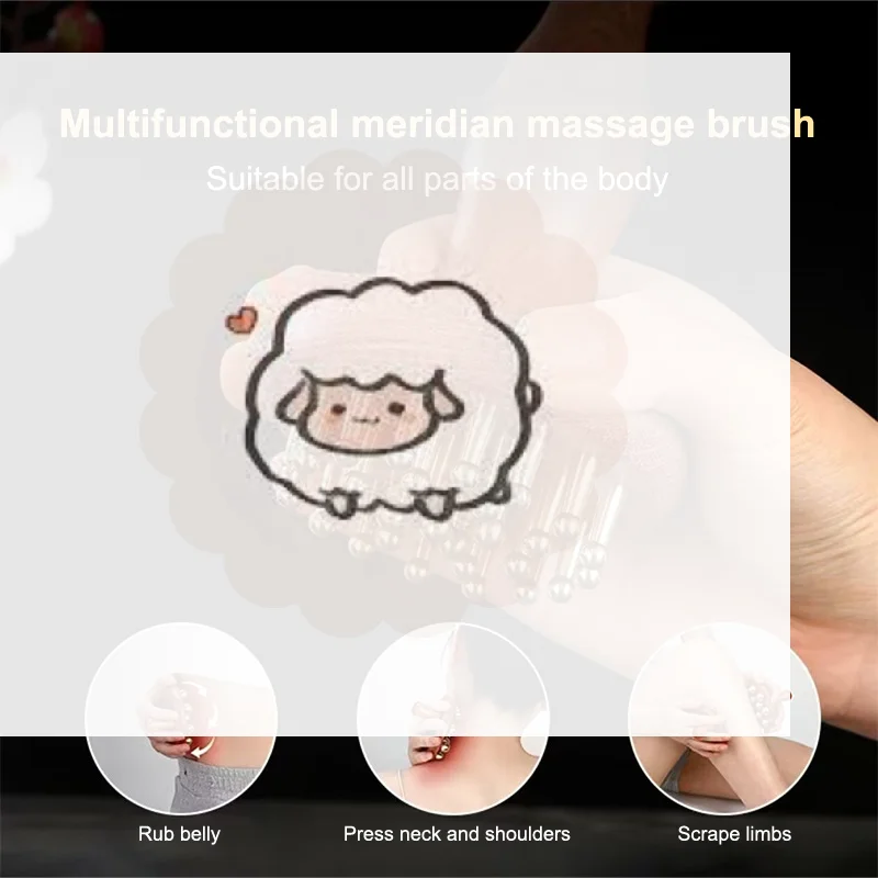 

Brass Bead Massage Gua Sha Comb Meridian Brush Handle Point Massager Brush Durable Chinese SPA Acupoint Massage Tool