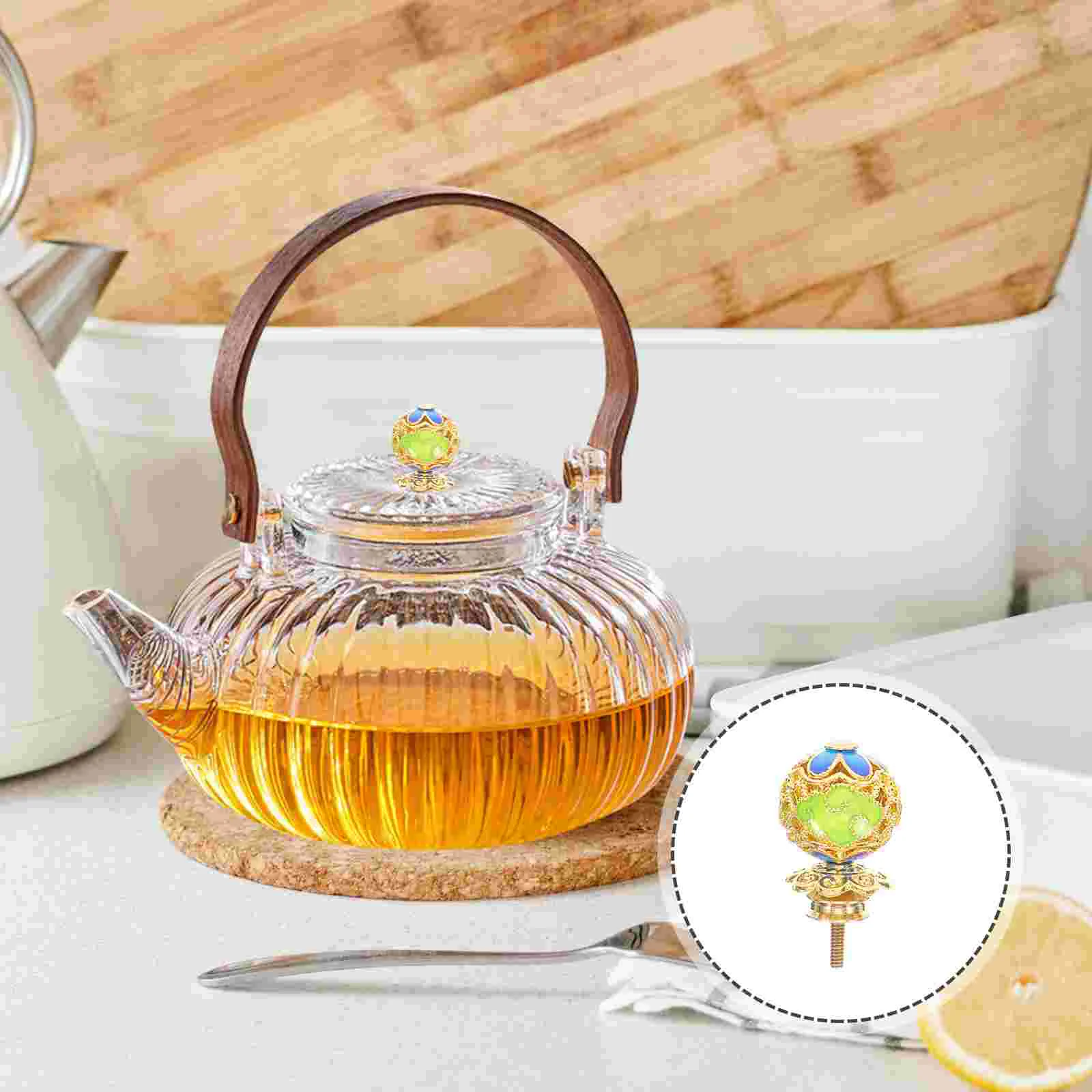 

Teapot Button Heating Kettle Lid Knob Kettles Cover Knobs Kitchen Supply Elegant Glass Gadgets