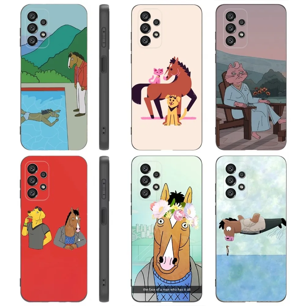 Cartoon B-BoJack H-Horseman  Phone Case For Samsung Galaxy A91,A80,A73,A72 ,A71,A53A52,A32 ,A31A22,A21s,A20,Black Cover