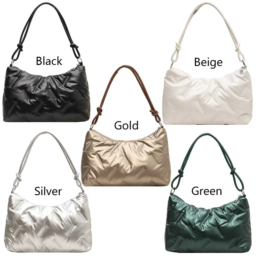 Women Puffy Hobo Bag Fashion Padded Shoulder Bag Large Capacity Puffer Satchel Bag Casual Winter Commuting Bag