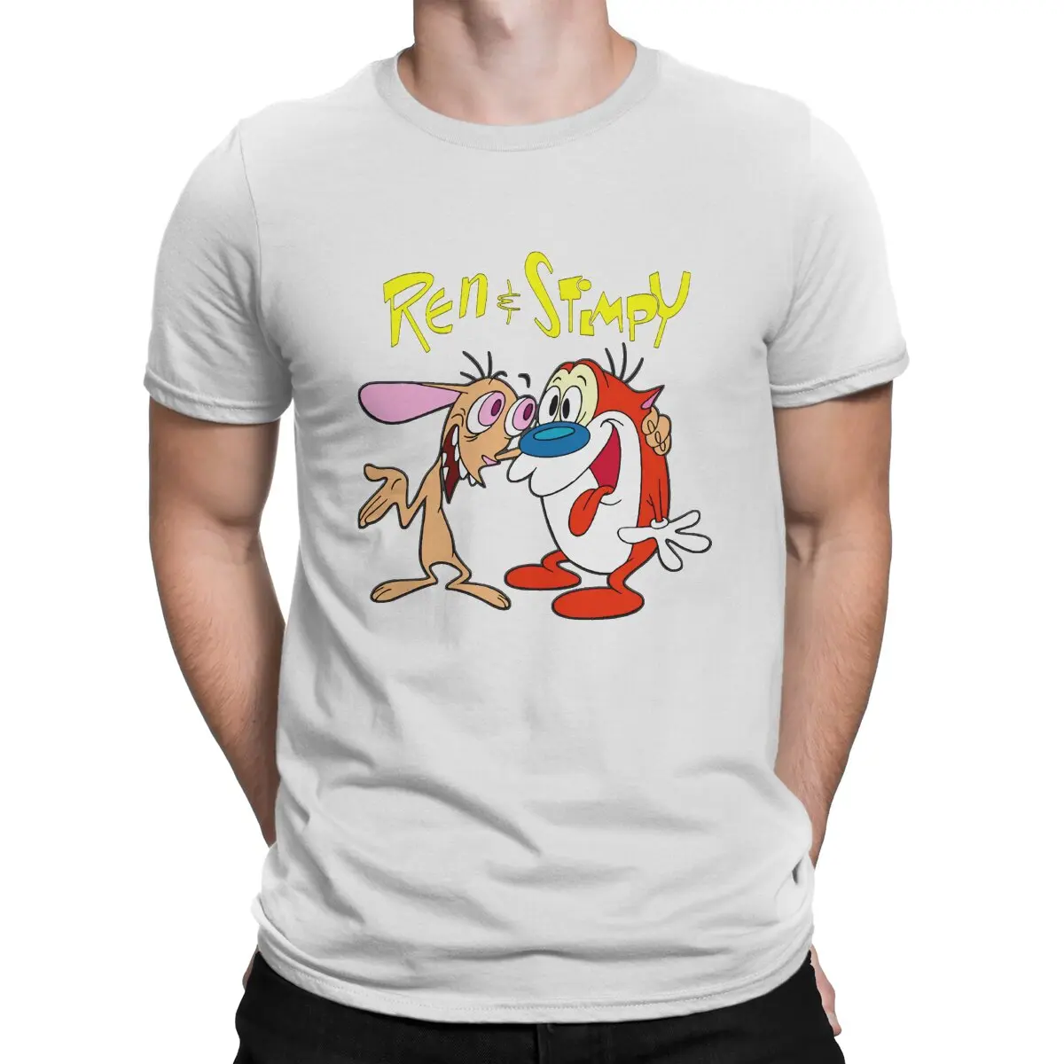 T-The Ren & Stimpy Show Cartoon Newest TShirt for Men Together Round Neck Basic T Shirt Hip Hop Gift Clothes Tops