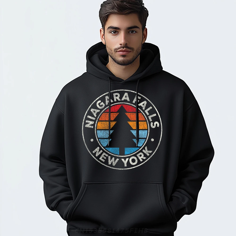

Niagara Falls New York NY Latest Mens Hoodies Crew Neck Vintage Long Sleeve Hoodies Letter Printed Sweatshirt