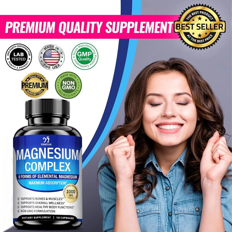 

Magnesium Complex Capsules - Bone, Muscle & Heart Health Supplement, Sleep Support, Promotes Relaxation, Stress & Anxiety Relief