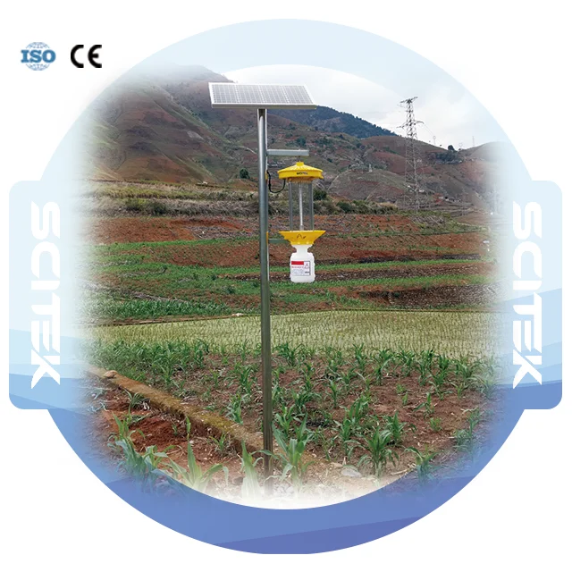 Solar Power Frequency Pest Killing Lamp with Built in Battery Solar Panel  a Vertical Grid Three Control Modes