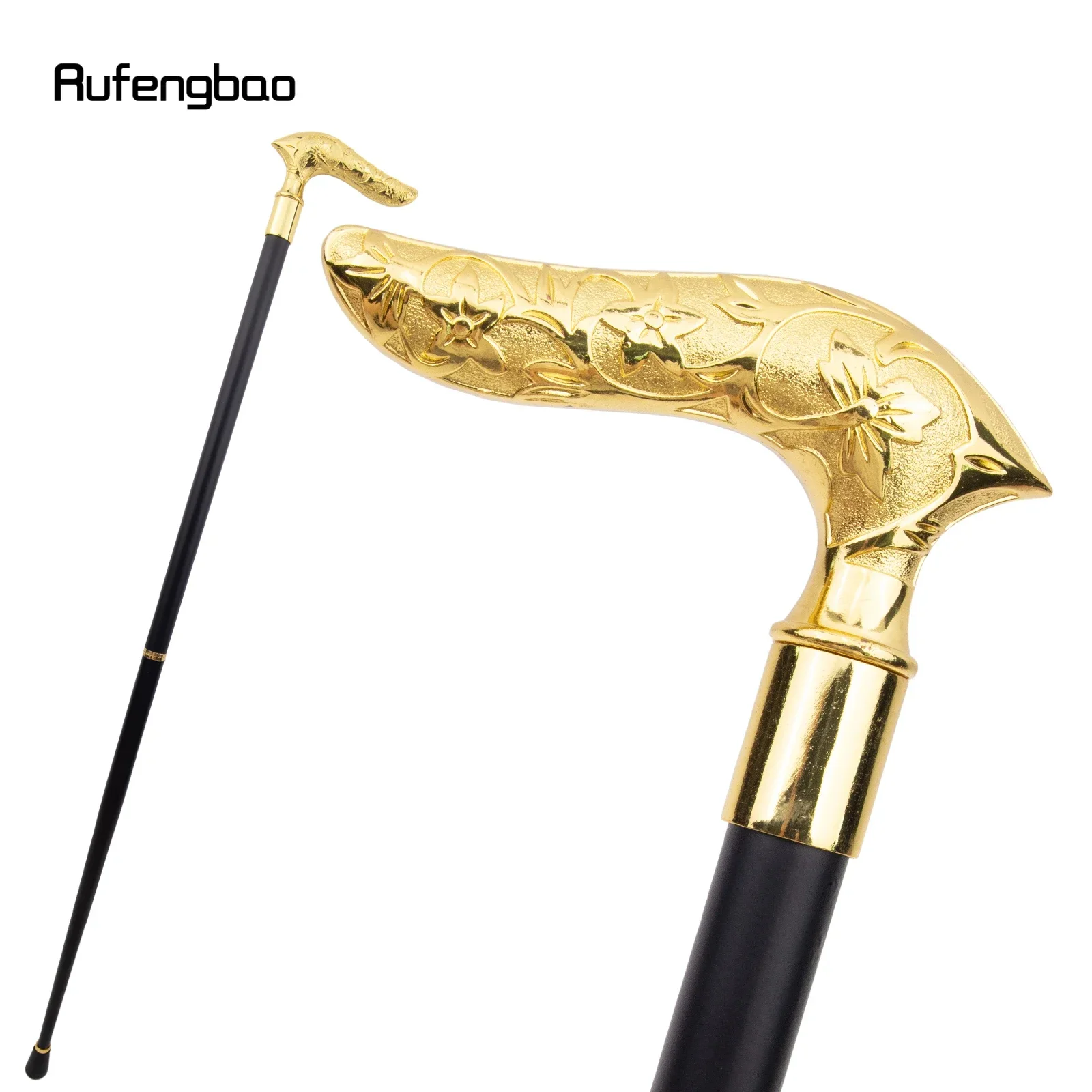 

Golden Flower Totem Relief Cosplay Walking Cane Fashion Stick Gentleman Crosier Knob Walking Stick 92cm