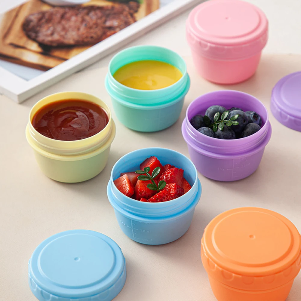 

6 Pack Sauce Container with Graduated Line Tiny Condiment Container Leakproof To Go Sauce Cup for Lunch Box Accessories