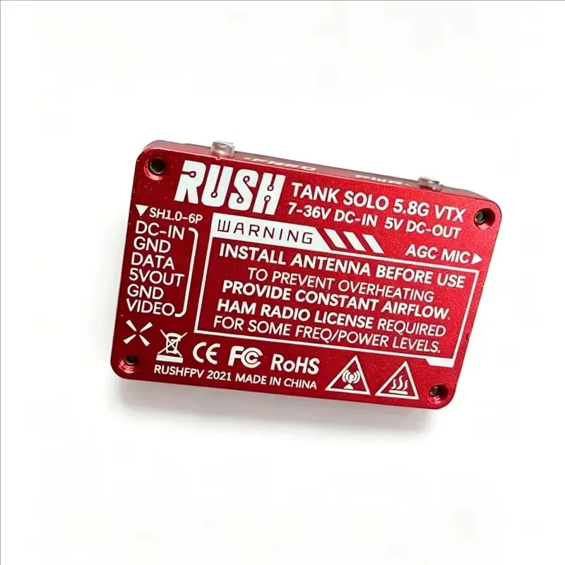 SmCpRUSH TANK SOLO VTX, 5.8GHz 1.6W Video Transmitter With AGC Mic, CNC Aluminum Case
