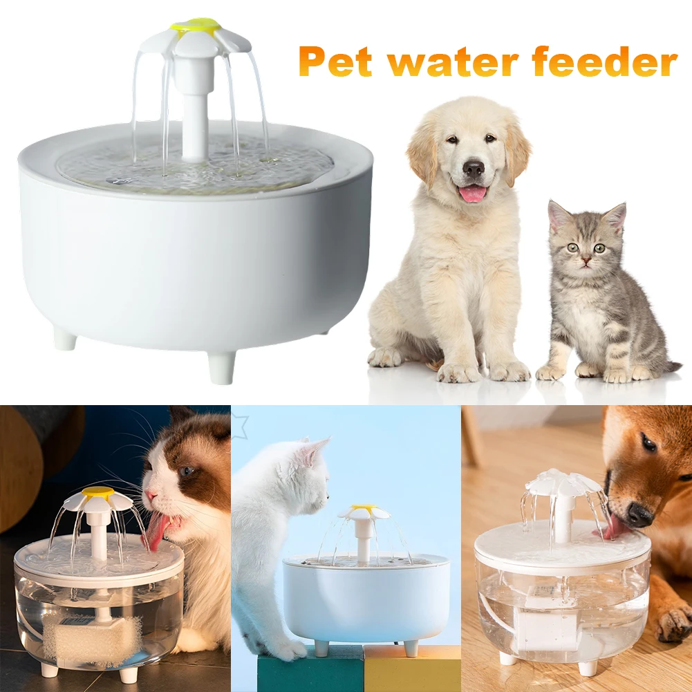 1200ml Pet Drinking Dispenser Drinker USB Auto Filter Transparent Cat Drinker Pet Water Fountain Automatic Cat Drink Bowl Filter