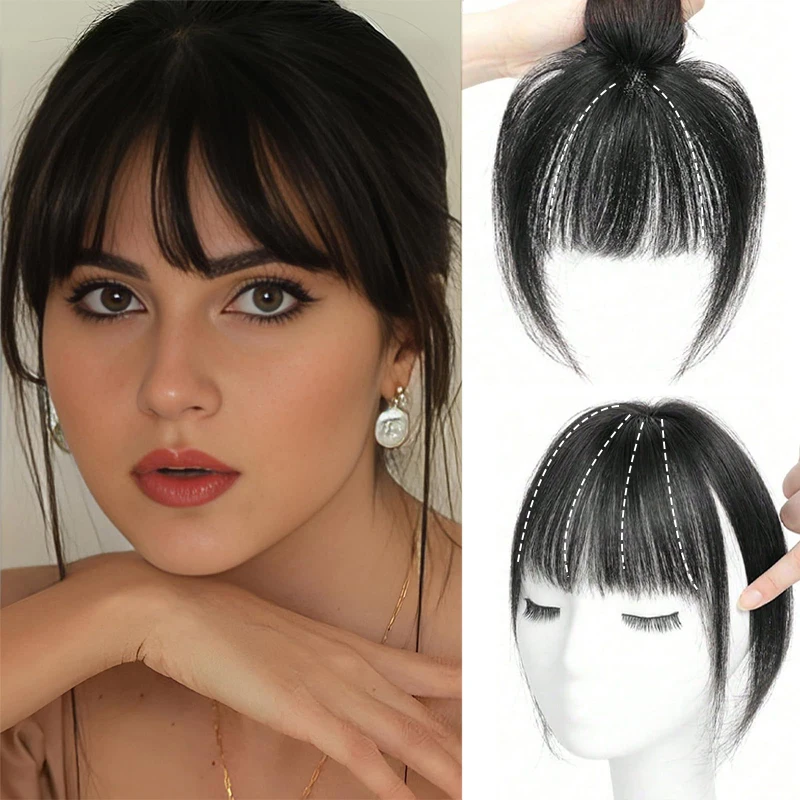 

3d French air bangs patch top hair replacement wig