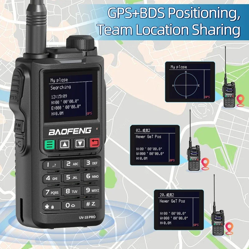 Рация Baofeng UV18 PRO MAX с GPS, беспроводная радиостанция с диапазоном действия 10 Вт, Type-C, двусторонняя радиосвязь для охоты