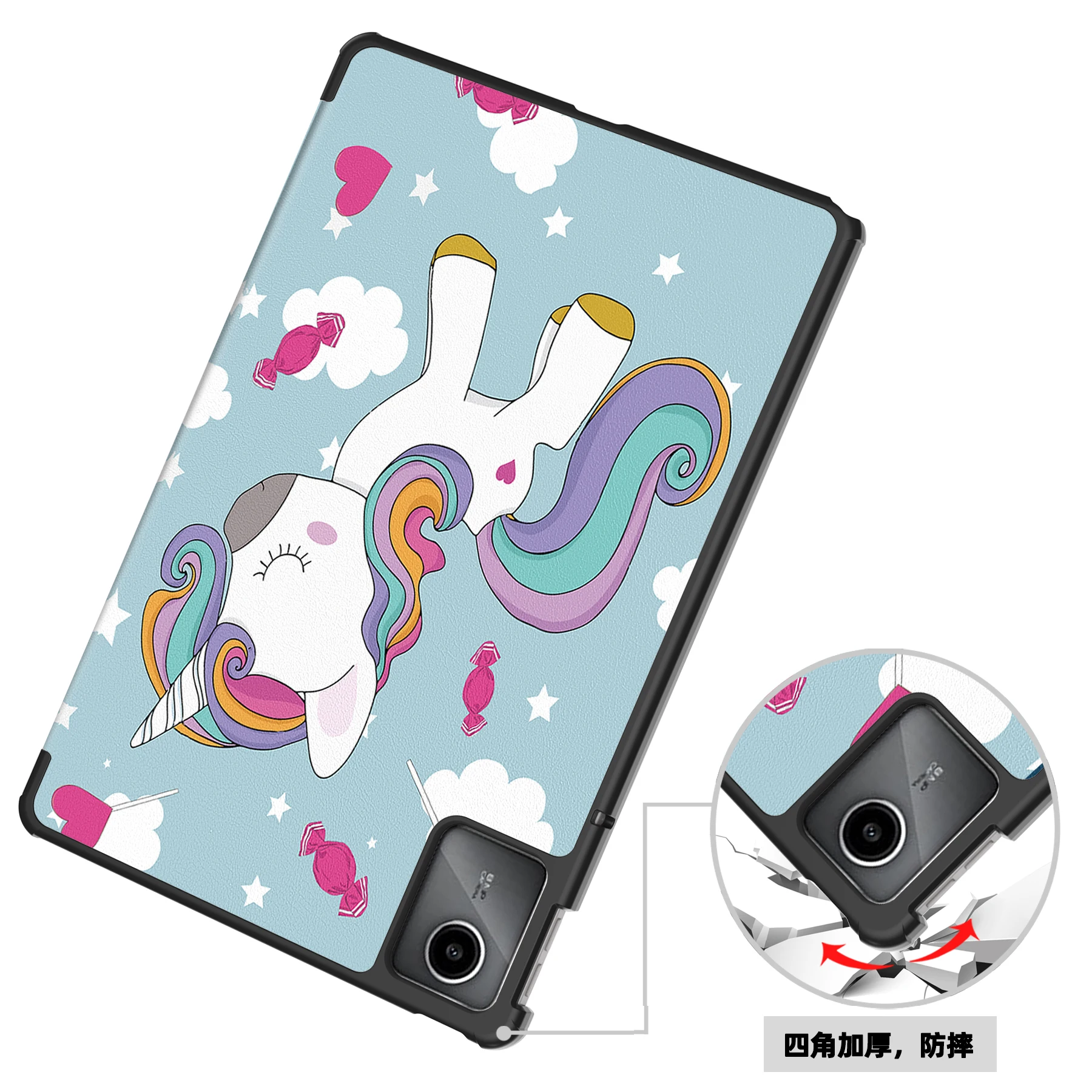 Case for Lenovo Xiaoxin Pad 2024 11 inch TB331FC TB330FU Leather Tri-fold Tablet Cover for Tab M11 2023 with Auto Wake Function