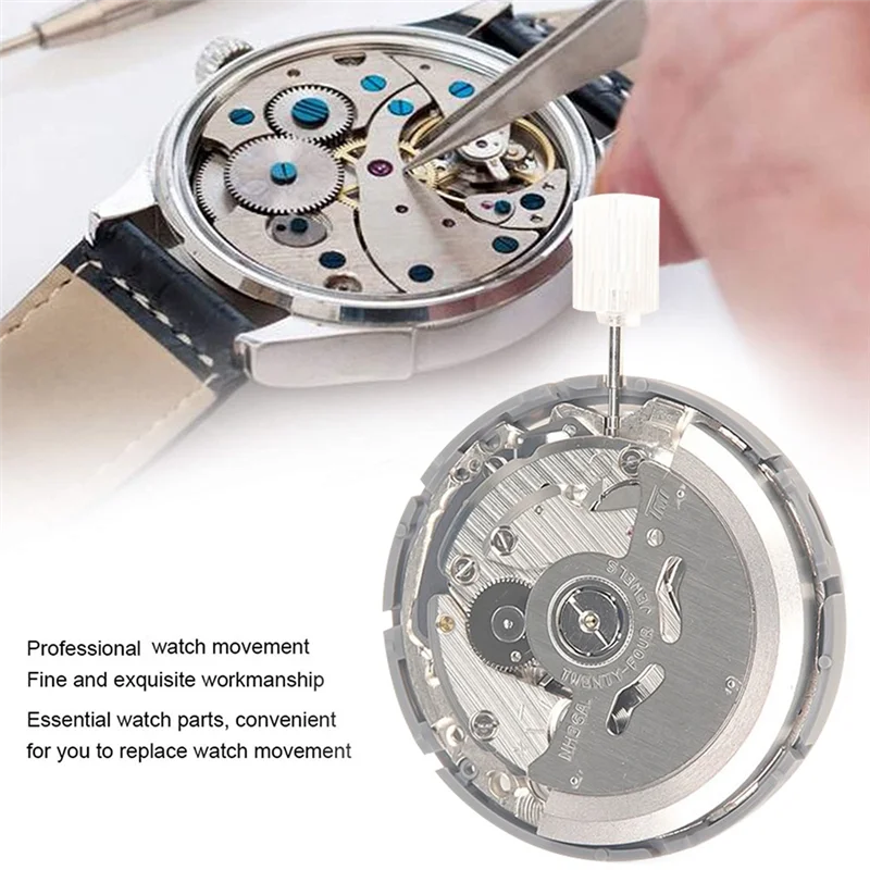 

NH36/NH36A Movement+Steel Stem+Week Dial+Calendar Dial+Check Rod Kit High Accuracy Automatic Mechanical Watch Movement