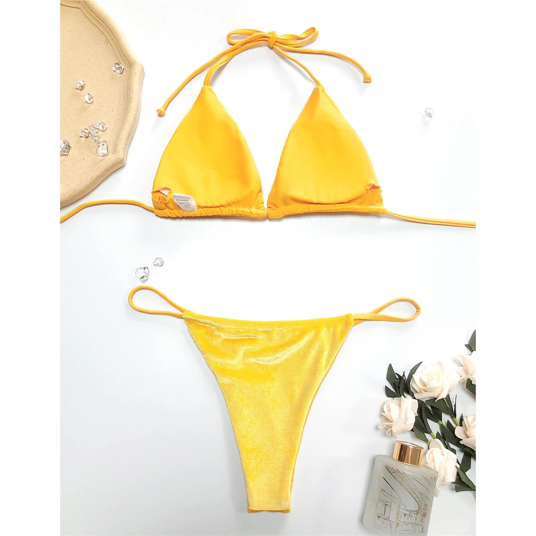 17 Farben, Neckholder, hoher Beinausschnitt, gepolstert, zweiteiliger Bikini, Damen-Bikini, Badeanzug, Damen-Badebekleidung, Bather, Schwimmbekleidung V5974 – Detail 18