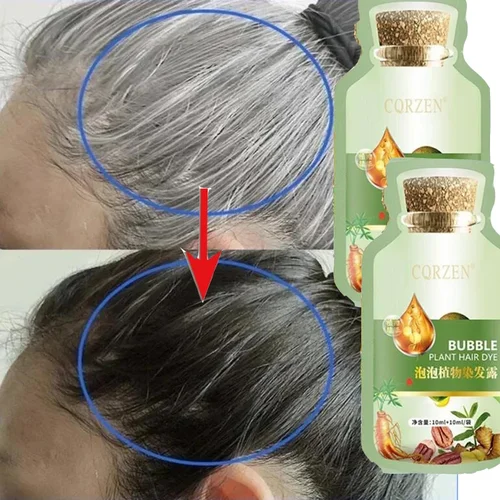 Imagen 1 del producto Champú de tinte para el cabello a base de hierbas de plantas naturales, 5 minutos que cambian el Color del cabello, reparaciones no irritantes, cuidado del cabello de moda gris y blanco, mujeres y hombres
