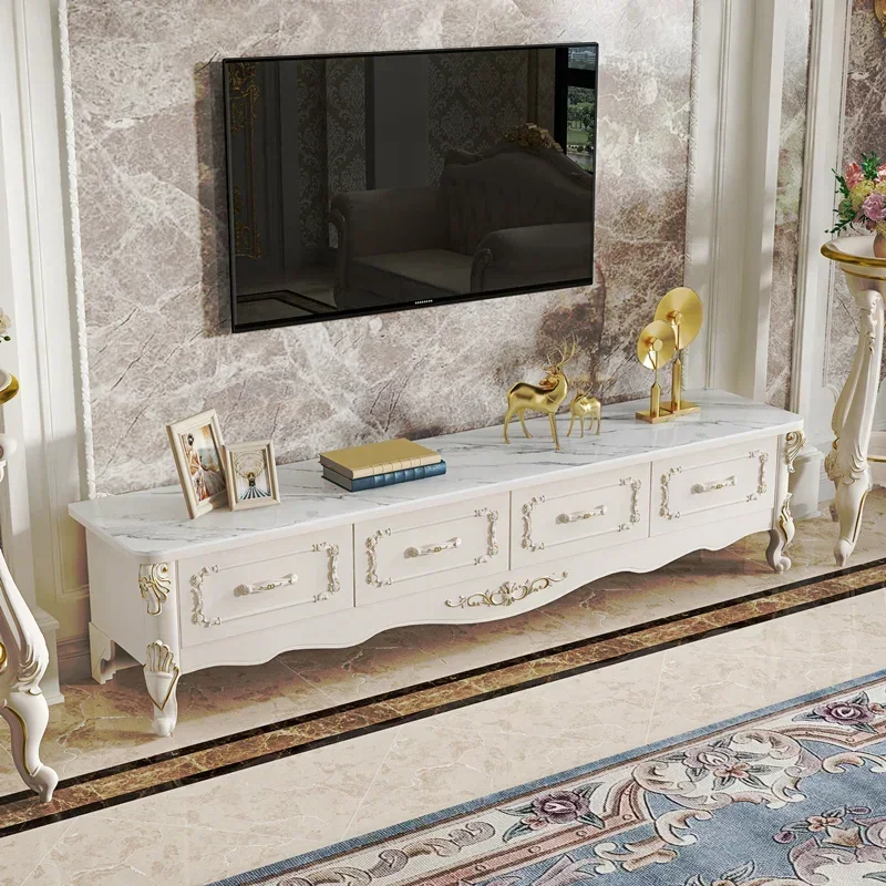 Customizable Nordic Luxury Cheap Tv Stand Modern Drawers White Gold Designer
