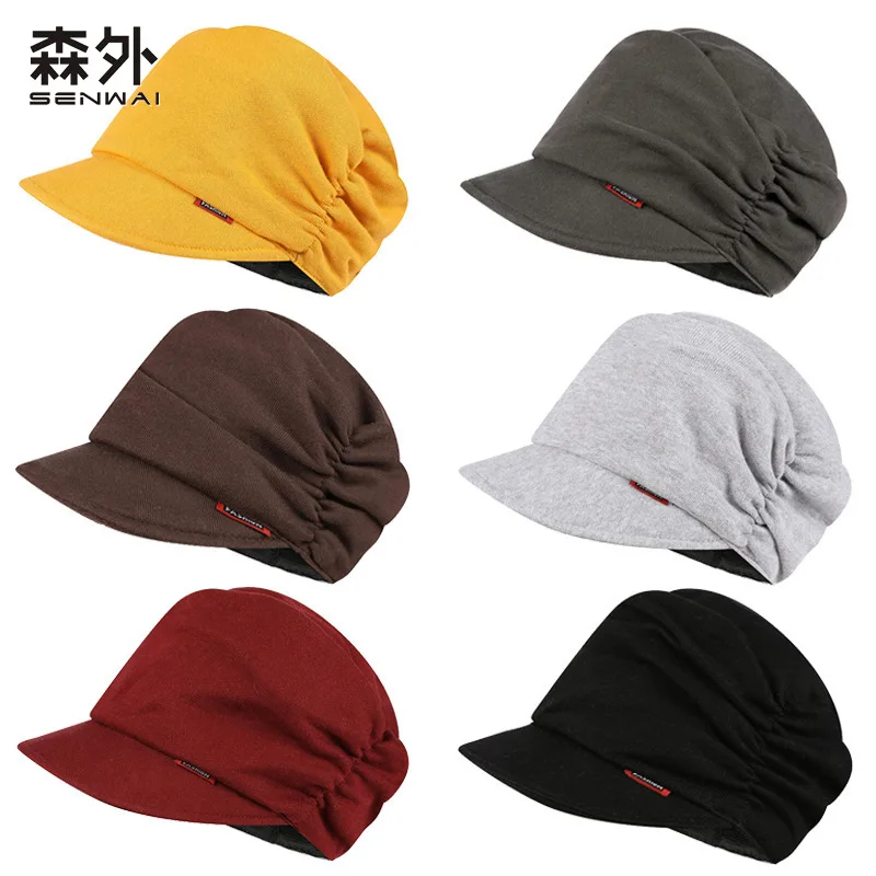 Hat Women's Autumn Winter Pure Cotton Beret men's Pullover Hat Warm Octagonal Hats Casual Duck Tongue Confinement Hat