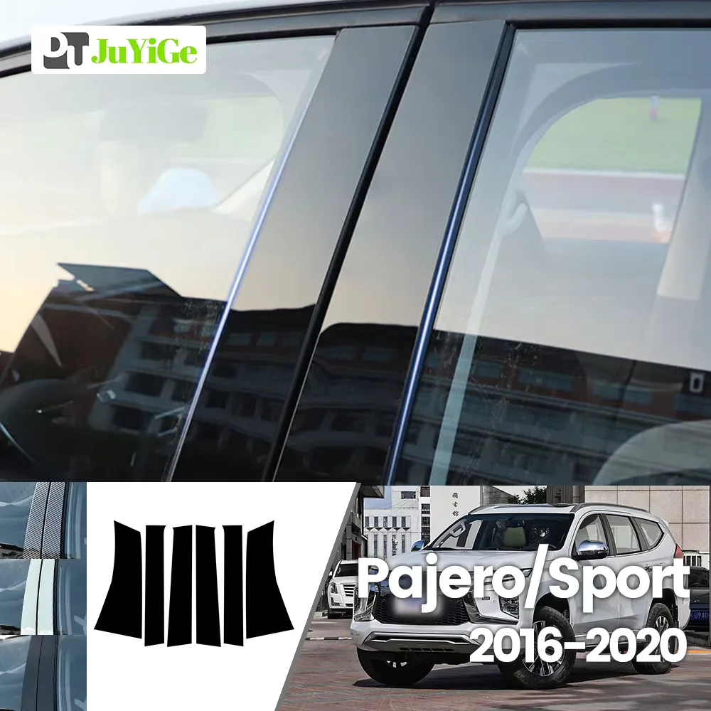 

For Mitsubishi Pajero Sport 2016-2020 2017 2018 2019 Bright Black Carbon Fibre Window Door Waterproof B C Sticker
