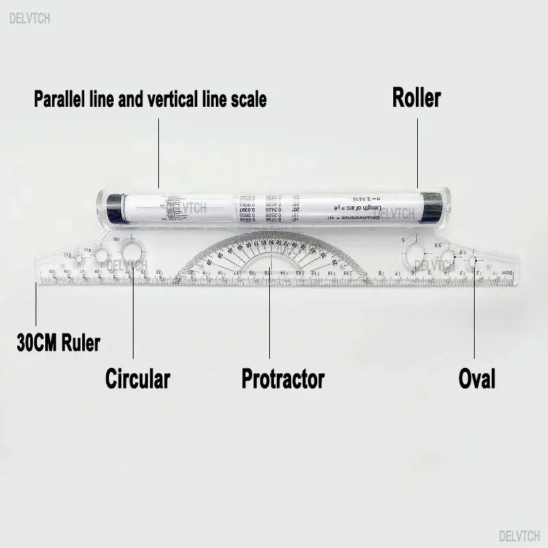 30cm multifunctionele hoek parallelle scroll rollende liniaal art design architect opstellen tekening meet balansschaal sjabloon