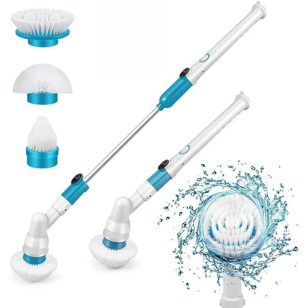 Cordless Electric Spin Cleaning Brush 360 Rotation Waterproof with 3 Replaceable Brush Heads for Bathroom Kitchen Floor