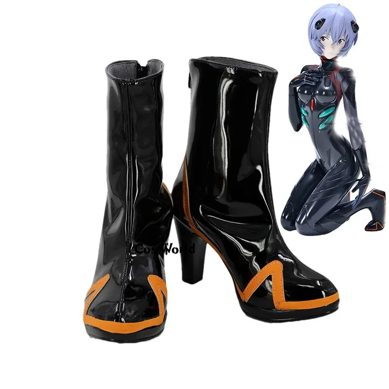 

Черный костюм EVA Ayanami Rei, обувь на высоком каблуке для косплея в стиле аниме, ботинки