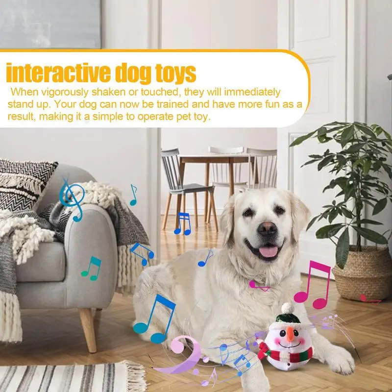 Dog Toys That Make Noise Talking Snowman Plush Interactive Pet Toy Dog Ball Toy Shake Bounce Boredom Toys Electronic Dog Toy