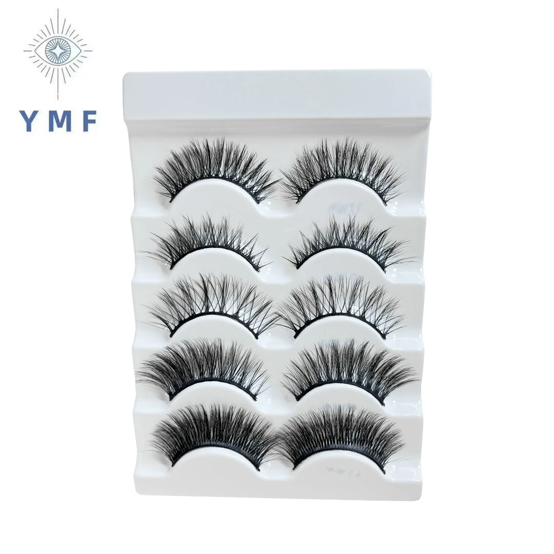 New 5 Pairs Lashes D Curl 10-16mm  Lashes 6D  Eyelashes Reusable Fluffy Russian Strip Lashes Eyelashes Extensions