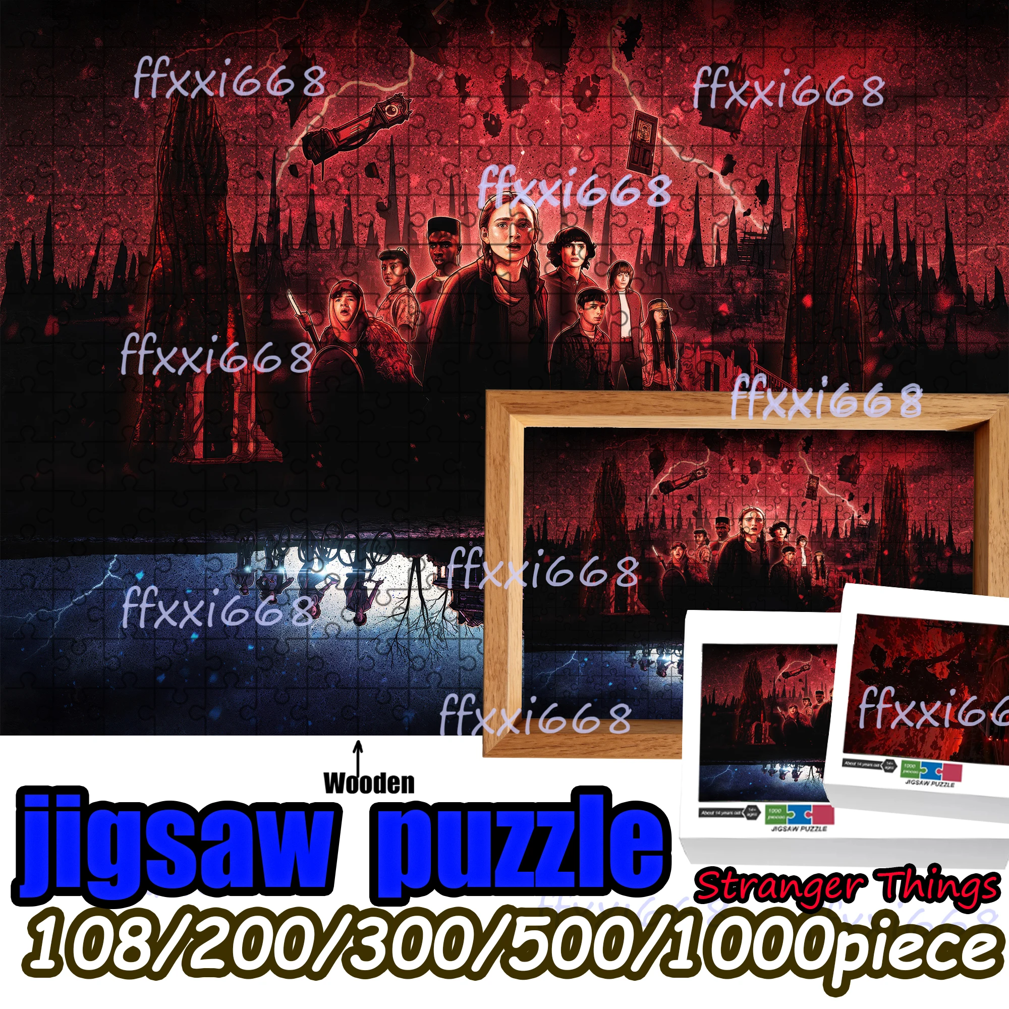 

Stranger Things Jigsaw Puzzle 108/200/300/500/1000 Pieces Wooden Puzzle High Quality Gift Fun Party Game