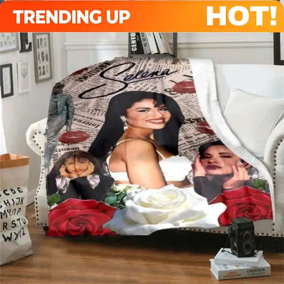 Customize Selena Quintanilla Vintage Blanket Art Flannel Soft Warm Plush Blanket for Sofa Bed Bedroom Living Room Travel Picnic