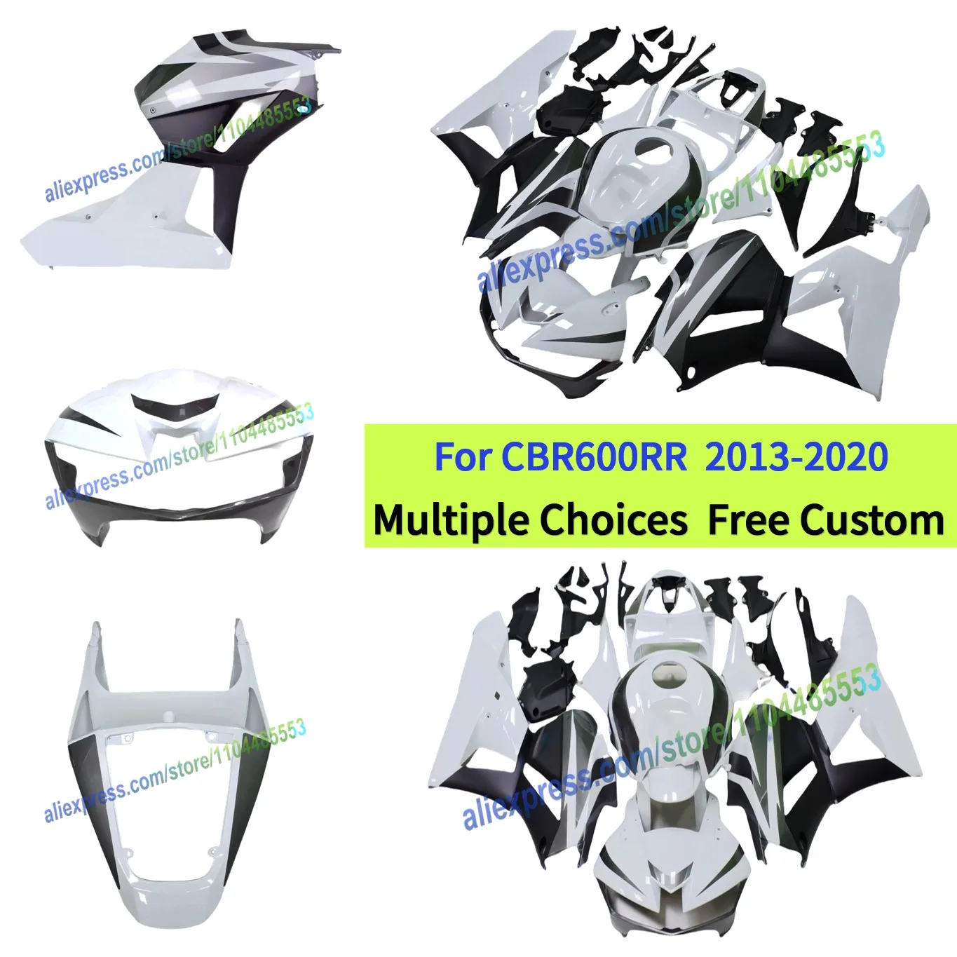 

CBR600RR ABS Black white Plastic Body kit for HONDA CBR 600 RR 2013- 2020 models , Race Fairings Bodywork Replacement Part