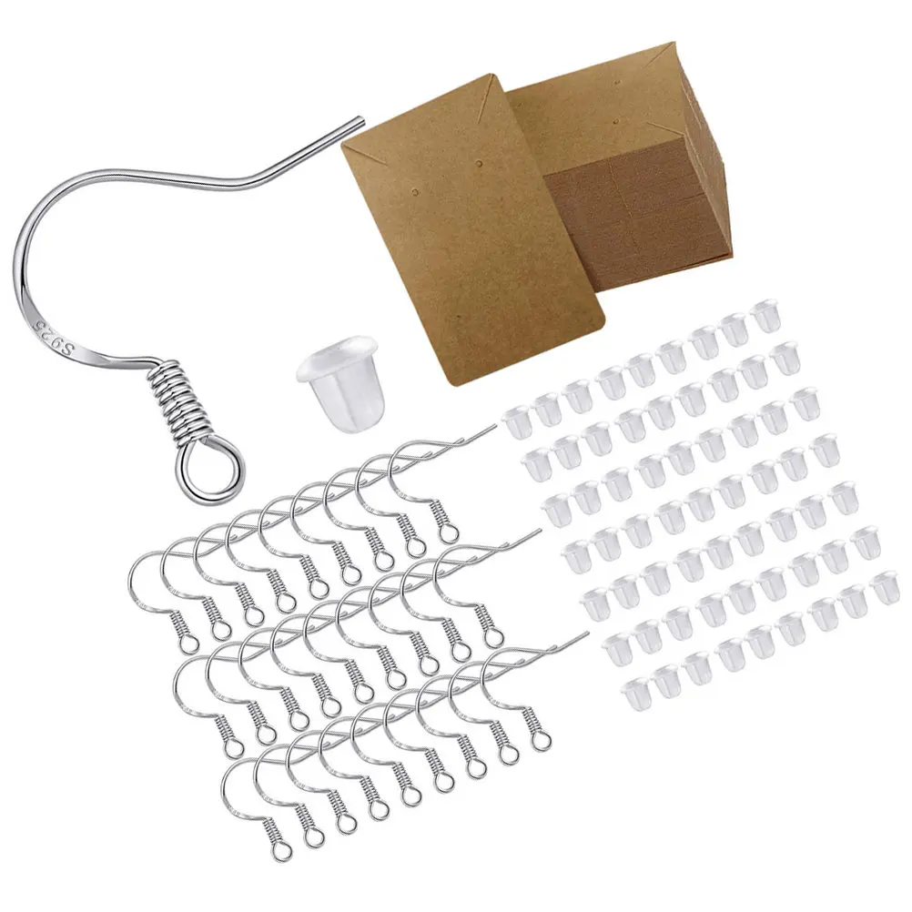 250Pcs Earring Making Kit DIY Jewelry Supplies for Women Ear Hooks Ear Nuts Earring Back Stoppers Paperboard Display Storage