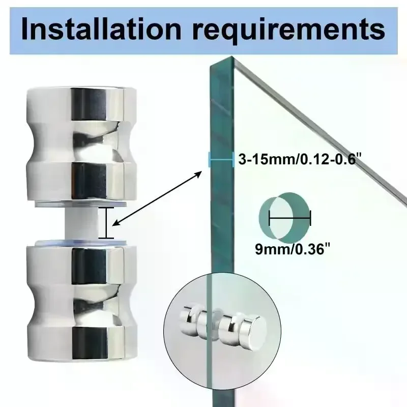 Stylish Shower Glass Door Handle,Sliding Shower Doors Knob,Double Sided Pull Hardware Replacement Parts For Bathroom Glass Doors