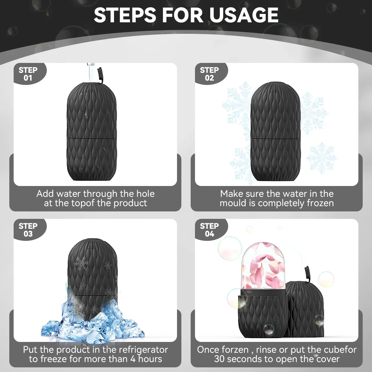 Rullo per il viso con ghiaccio, stampo in silicone riutilizzabile Massaggio per il viso Strumenti per la cura della pelle di bellezza del viso degli occhi Applicano il ghiaccio per ridurre i pori