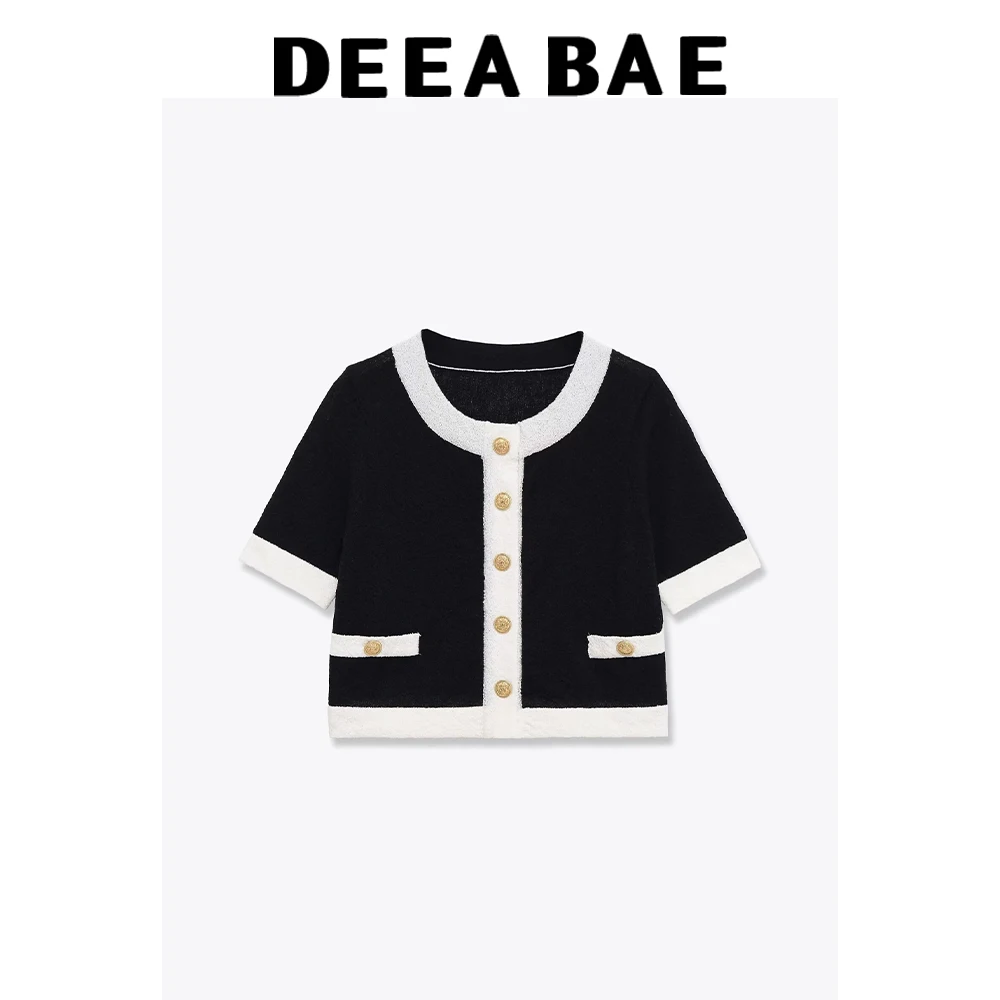 DEEABAE 2025, Winter-Damen-Jacke aus kontrastierendem Perlenleder, elastisch, hohe Taille, Rundhals-Kurzarmjacke