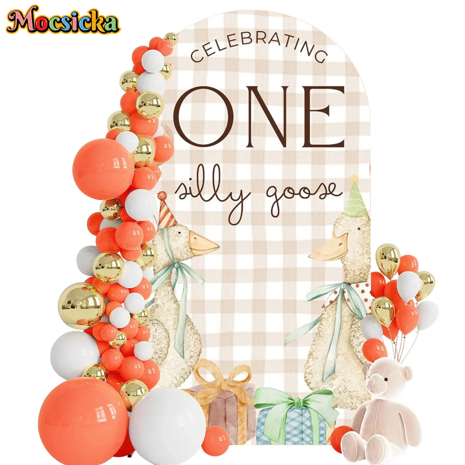 Mocsicka 2-Sided Arch Cover Newborn 1st Birthday Decoration Backdrop Baby Shower Arch Wall Cake Smash Party Prom Photo Banner