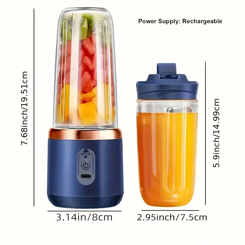 Mini USB Rechargeable Portable Blender, Personal Juicer Cup for Smoothies Shakes Protein Drinks, Travel Home Gym Office