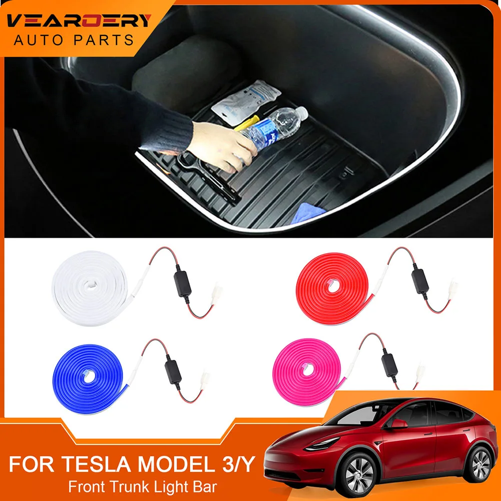 

4 Colors Car Front Trunk Frunk LED Surround light Strip Modified Lighting for Tesla Model 3 Y 2021+ Flexible Front Trunk Light