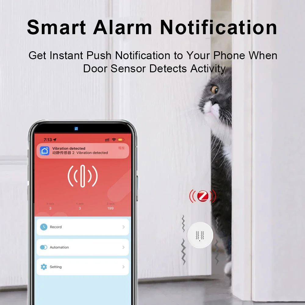 Imagem -04 - Tuya Zigbee Inteligente Vibração Tilt Sensor Detector Home Security Protection Smartlife App Monitor em Tempo Real Notificação de Alarme