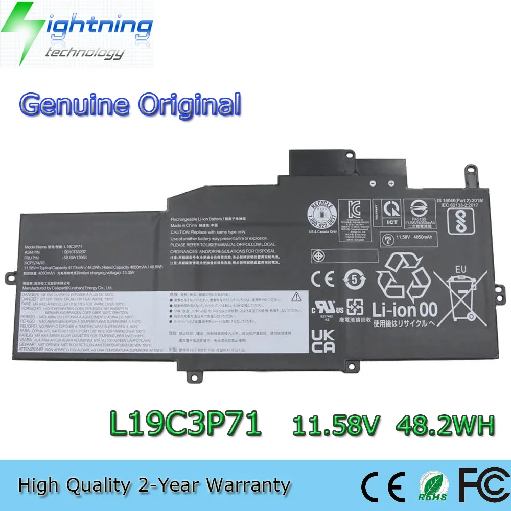 New Original L19C3P71 11.58V 48.2Wh Laptop Battery for Lenovo ThinkPad X1 Nano Gen 1st L19M3P73 L19M3P72