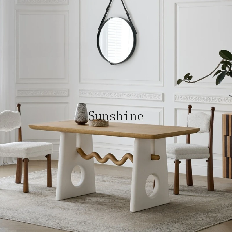 

French cream style log dining table and chair combination household small apartment dining table
