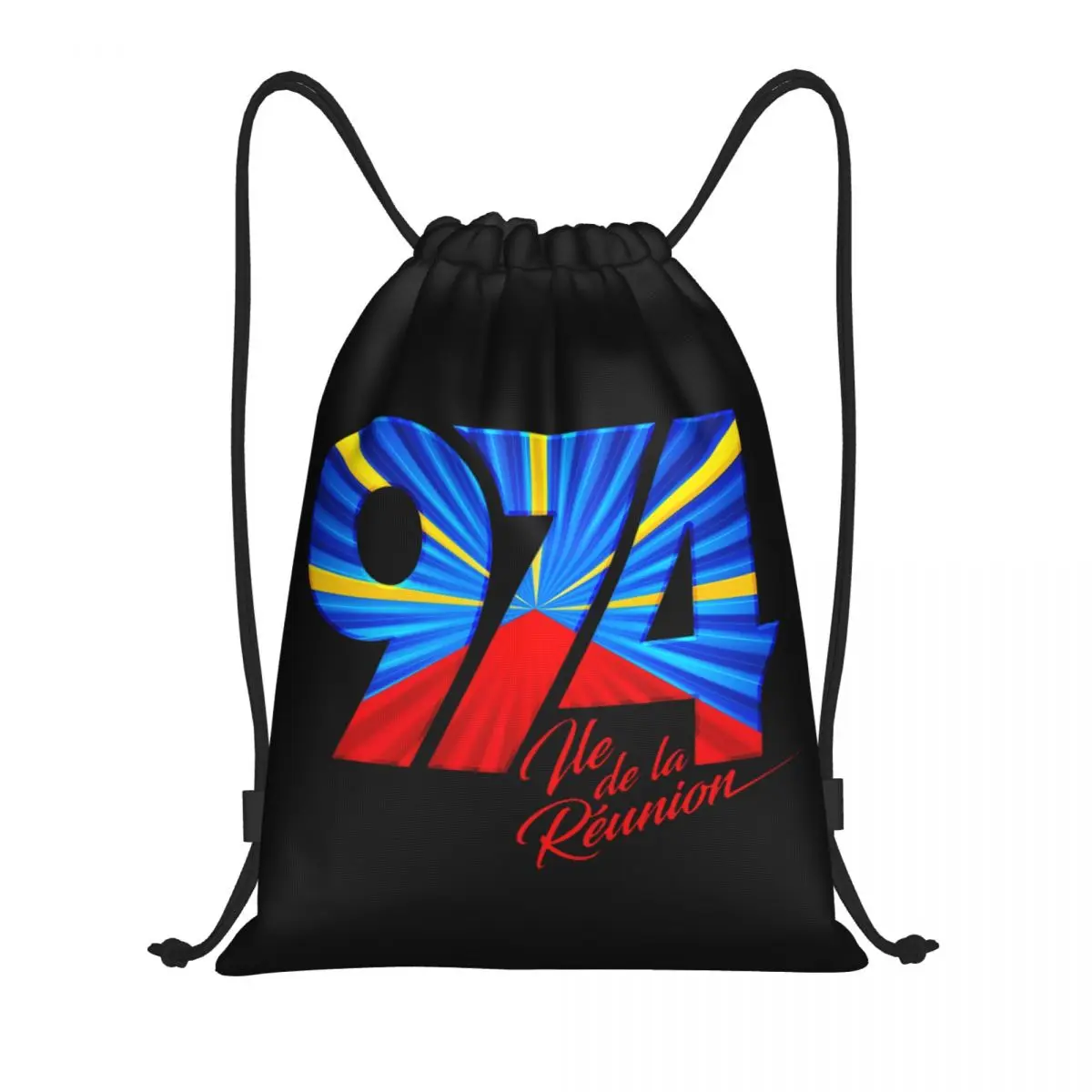 Custom 974 Reunion Island Logo Drawstring Backpack Bags  Lightweight Reunionese Proud Gym Sports Sackpack Sacks for Shopping